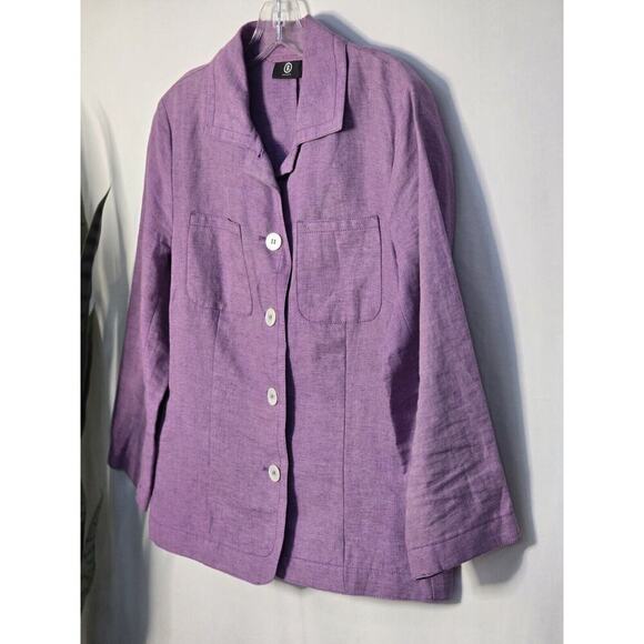 Bogner Womens Light Purple Linen Button Front Bracelet Sleeve Jacket Size 38/8/M - Picture 2 of 6